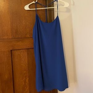 Blue flowy spaghetti strap mini dress
